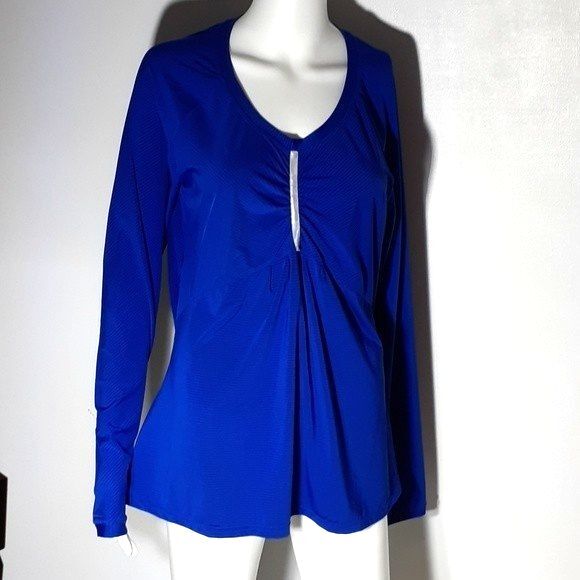 Athleta Tops - Athleta running top yoga blue shirt m medium a athletic athleisure womens